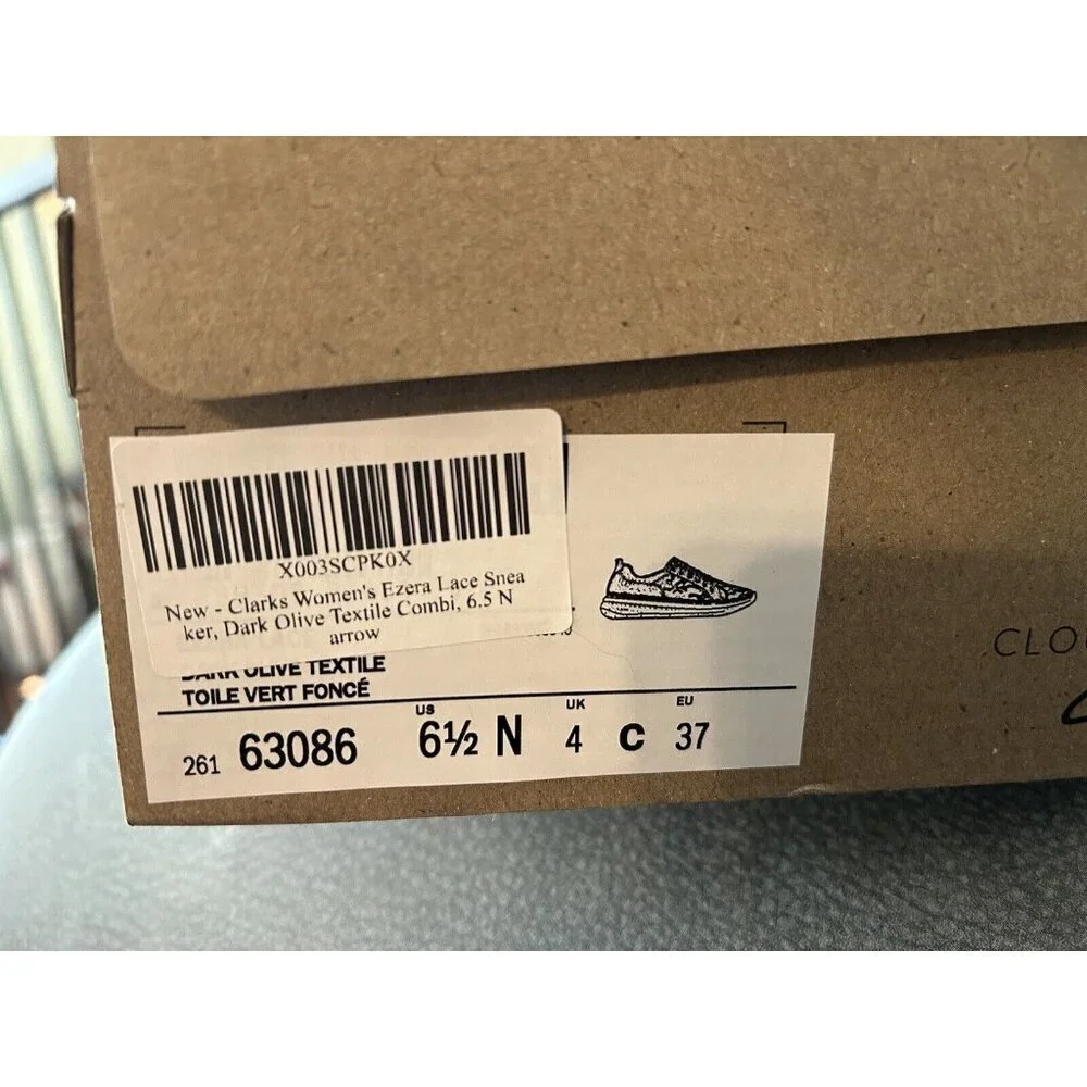Clarks Cloudsteppers Camo Sneakers Ezera‎ Lace Dark Olive NEW 6.5 N